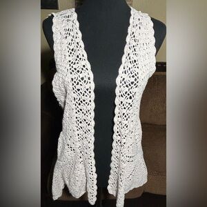 Joseph A Light Cream Crochet Vest
